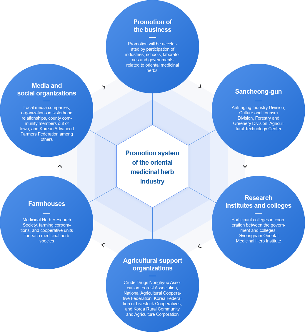 Promotion system
of the oriental medicinal herb industry, please refer to the below